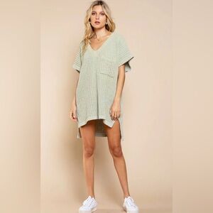 POL Women’s Oversized Chunky Knit Chenille Black Sweater Front Pocket Sz Small